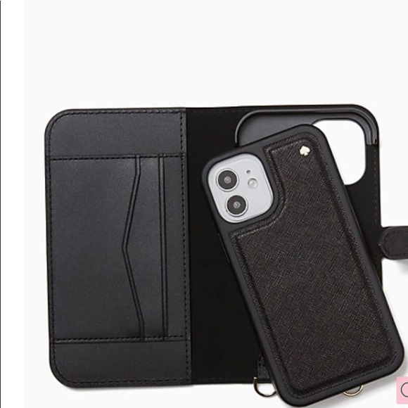 Kate Spade Glitter iPhone 12 mini removable magnetic case/card snap Crosby - Picture 5 of 16